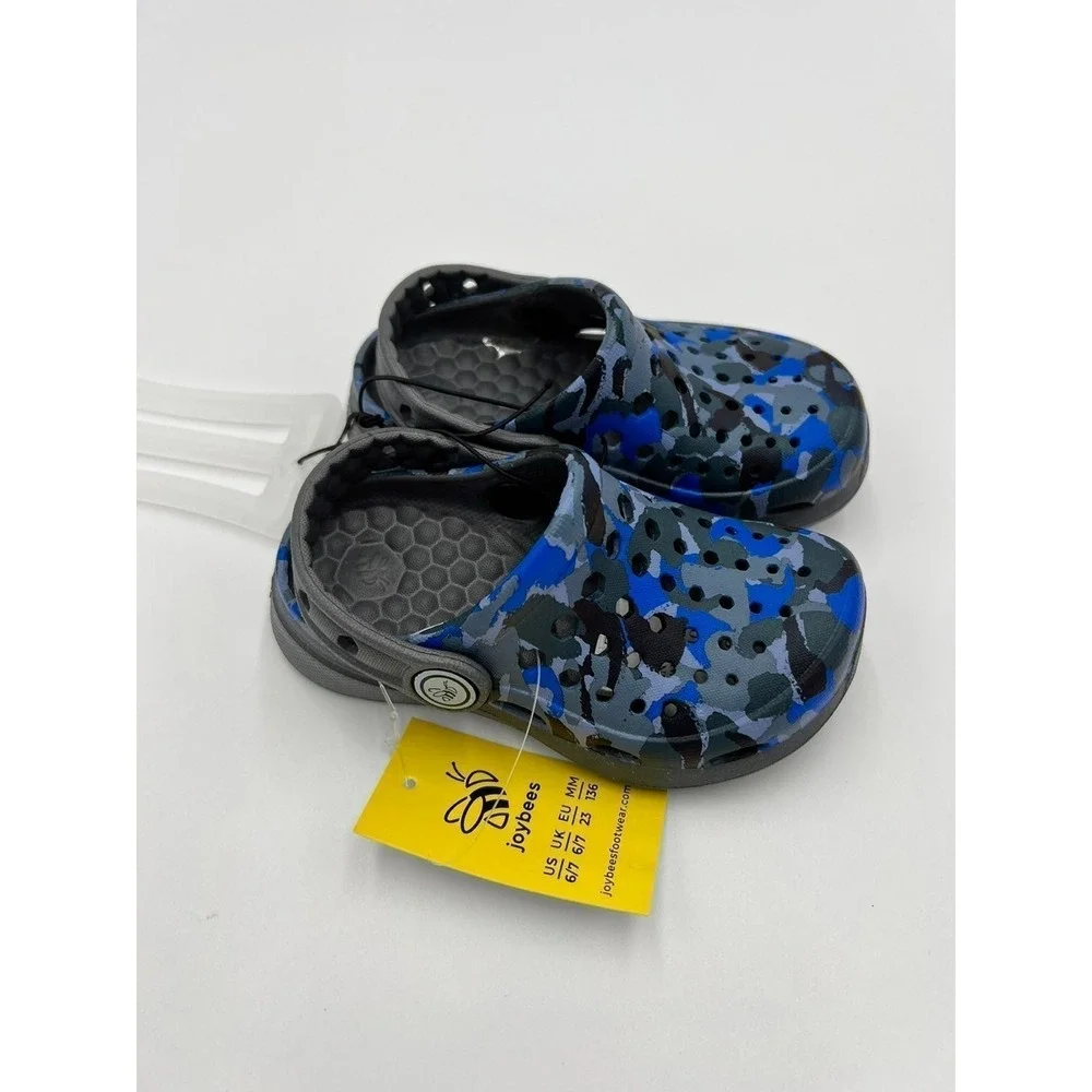 Joybees Kids Everyday Clogs Blue Camo Slip‎ On Water Shoes Size 6/8 NEW